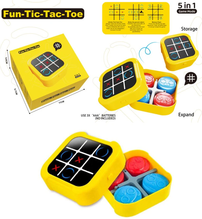 5-in-1 Electronic Touch Tic Tac Toe Puzzle Game – Fun for All Ages