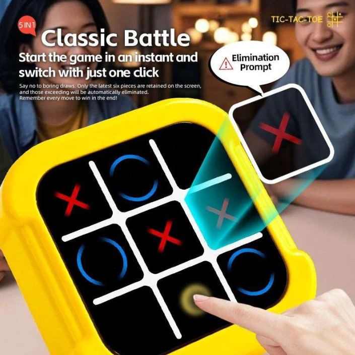 5-in-1 Electronic Touch Tic Tac Toe Puzzle Game – Fun for All Ages