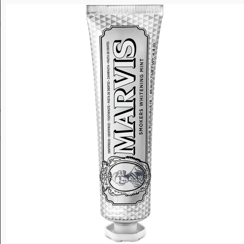 Marvis Smokers Whitening Toothpaste - Mint Flavor, 85ml, Natural Teeth Whitening, Plaque Removal, Long-Lasting Freshness